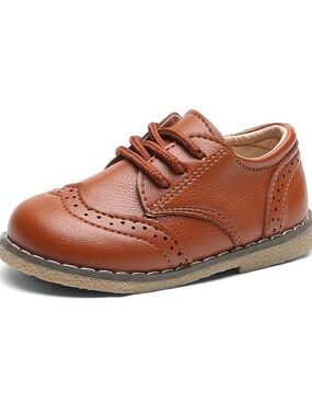 892. MG Baby Classic Oxford Leather Dress Shoes Toddler Size 8 Brown/Tan